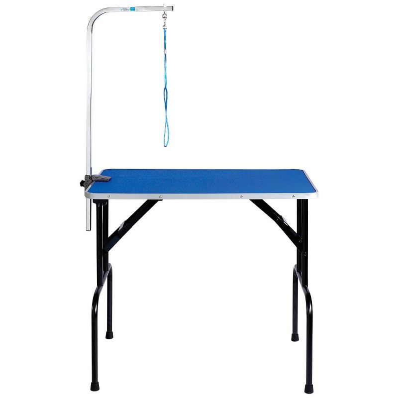 Master Equipment  TP215 36 19 Foldable Portable Metal Dog Cat Pet Grooming Table with Adjustable Height Leash Arm, Blue