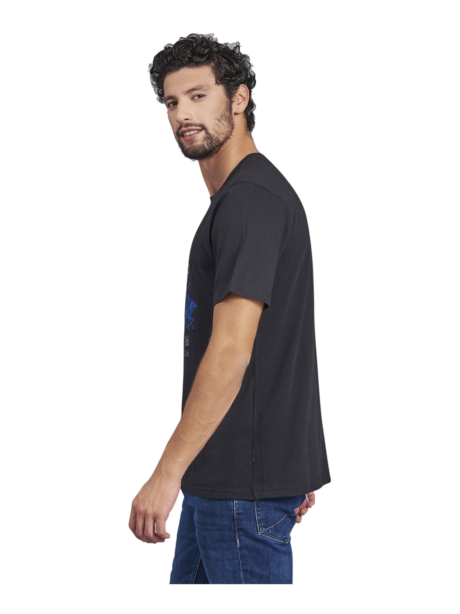 Beverly Hills Polo Club Black Cotton Regular Fit Printed T-Shirt