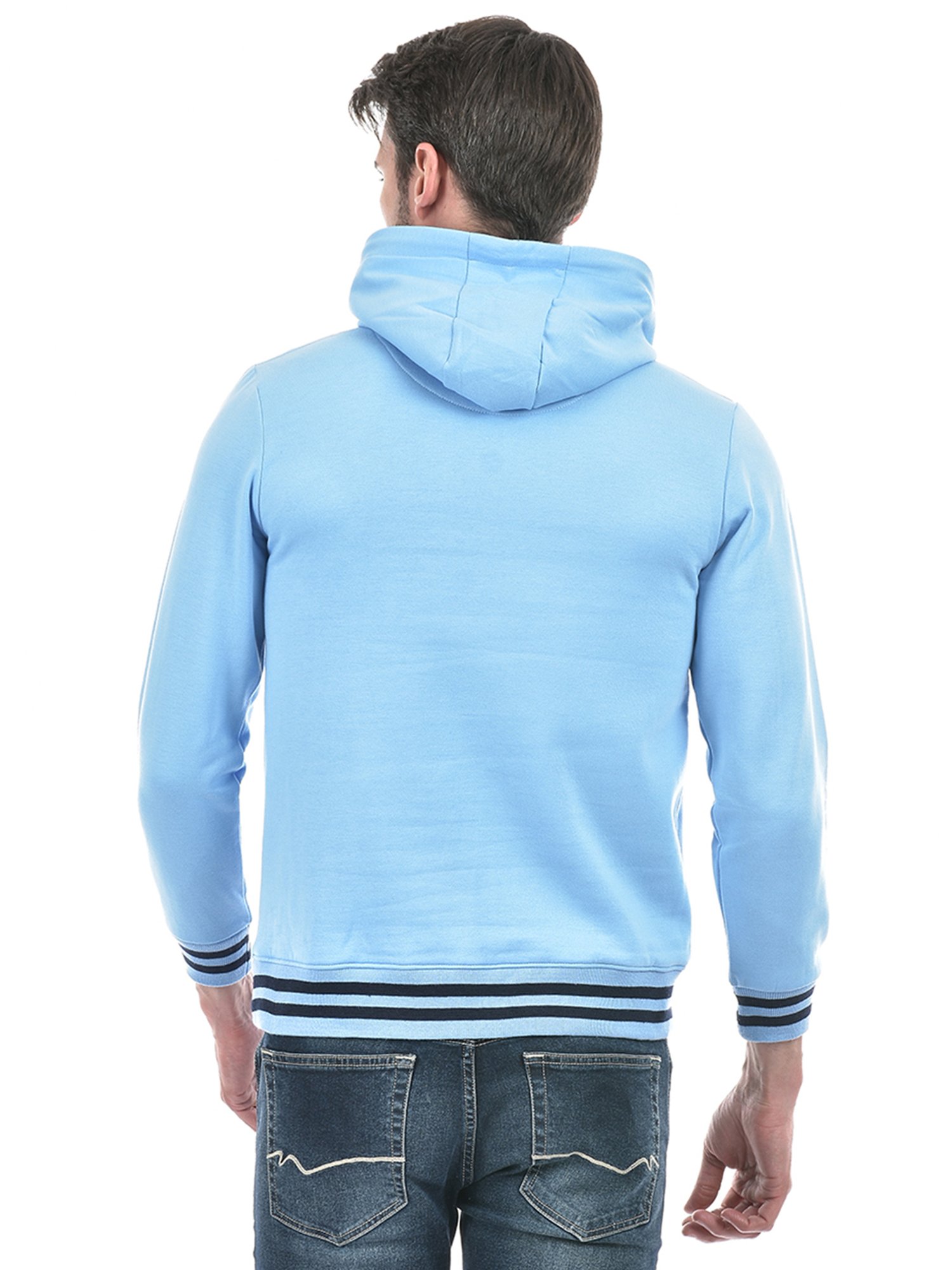 Integriti Light Blue Regular Fit Printed Hooded Sweatshirt