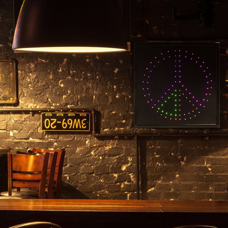 Peace Sign Framed LED Sign Black - Crystal Art Gallery