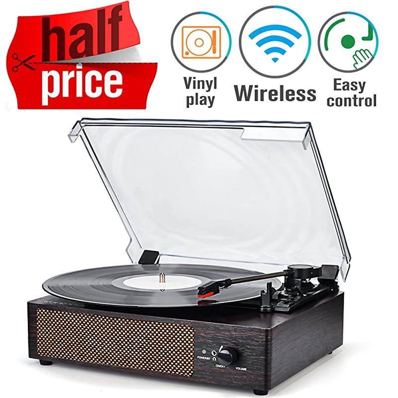 Player Turntable Wireless Portable LP Phonograph with Built in Stereo Speakers 3Speed BeltDrive Turntable Vinyl Player with Speakers