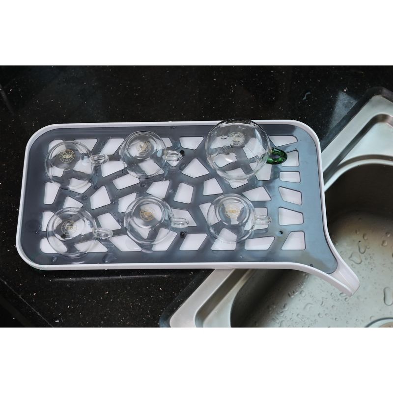 Basicwise Plastic Self Draining Kitchen Counter Dish Rack Drainer