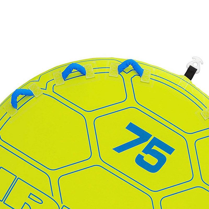 Airhead 75" Deck Shell 3 Rider Inflatable Towable Boating Lake Water Tube with 6 Nylon Handles, 2 Nylon Straps, and Tow Point