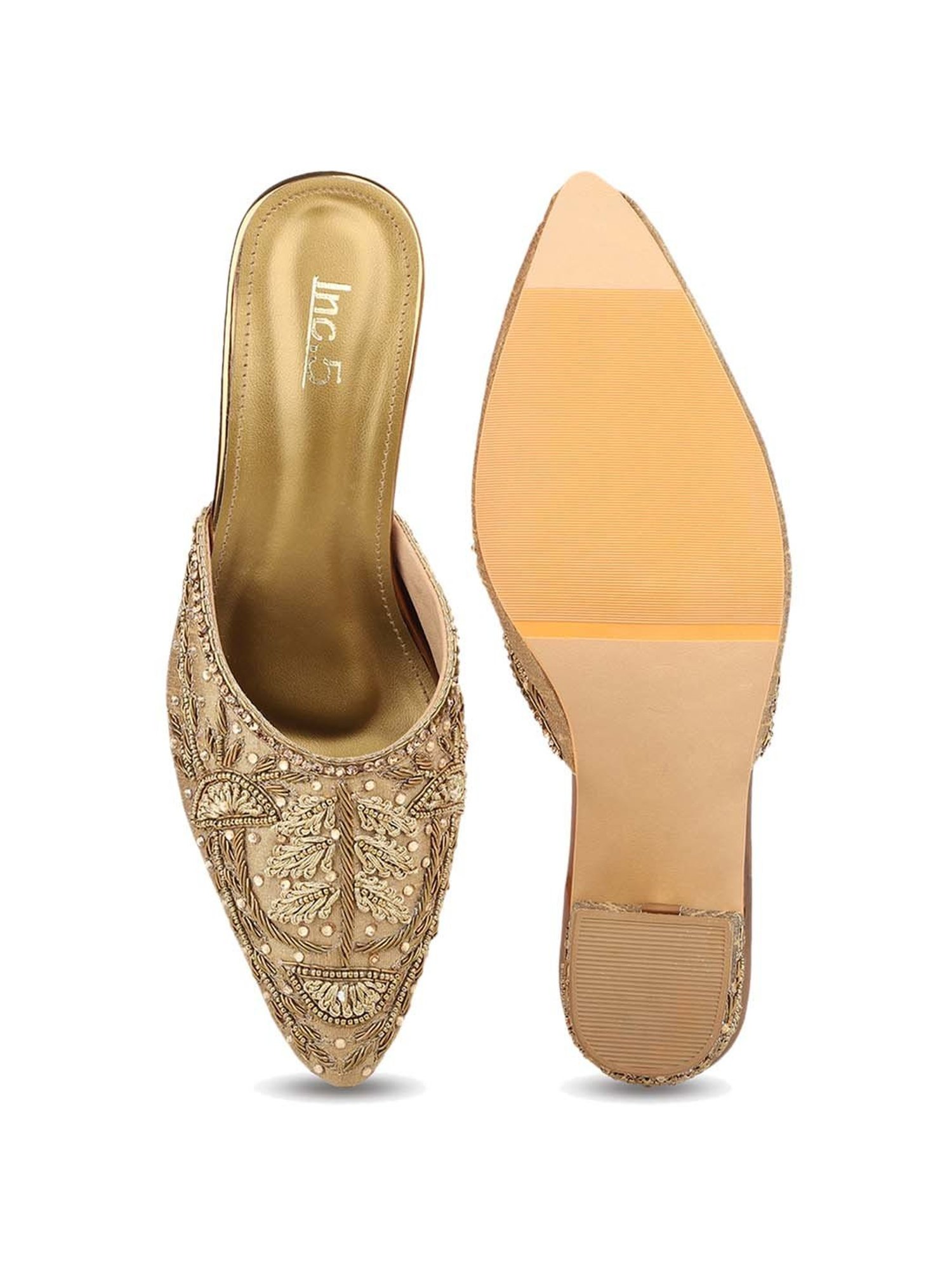 Inc 5 Women's Antique Gold Mule Shoes