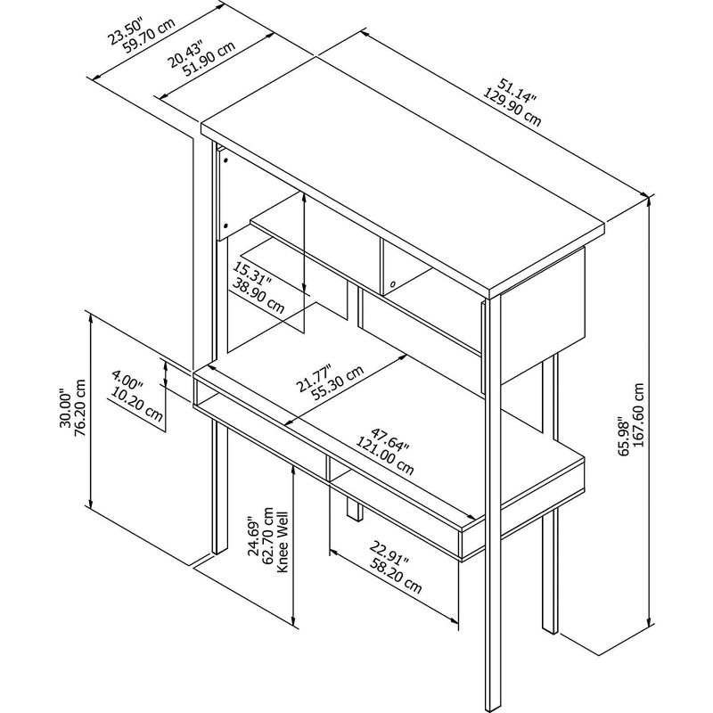 Small Architect Computer Desk with Hutch Modern Walnut - Bush Furniture