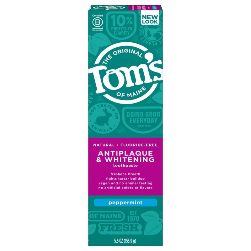 Tom's of Maine Anti-plaque and Whitening Toothpaste Natural Peppermint - 5.5oz/3ct
