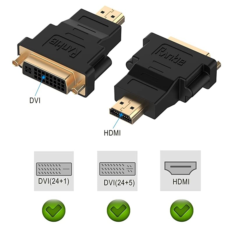 2Pack HDMI Male to DVI Female Adapter Black