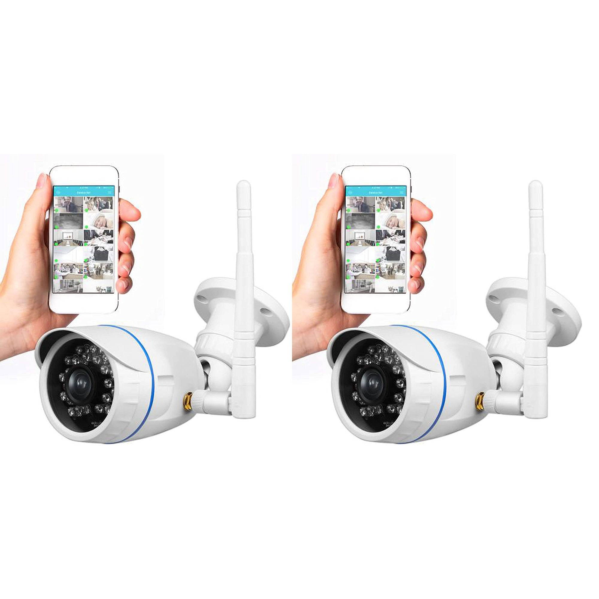 SereneLife IP WIFI 720p Remote App Control Waterproof Security Camera (2 Pack)