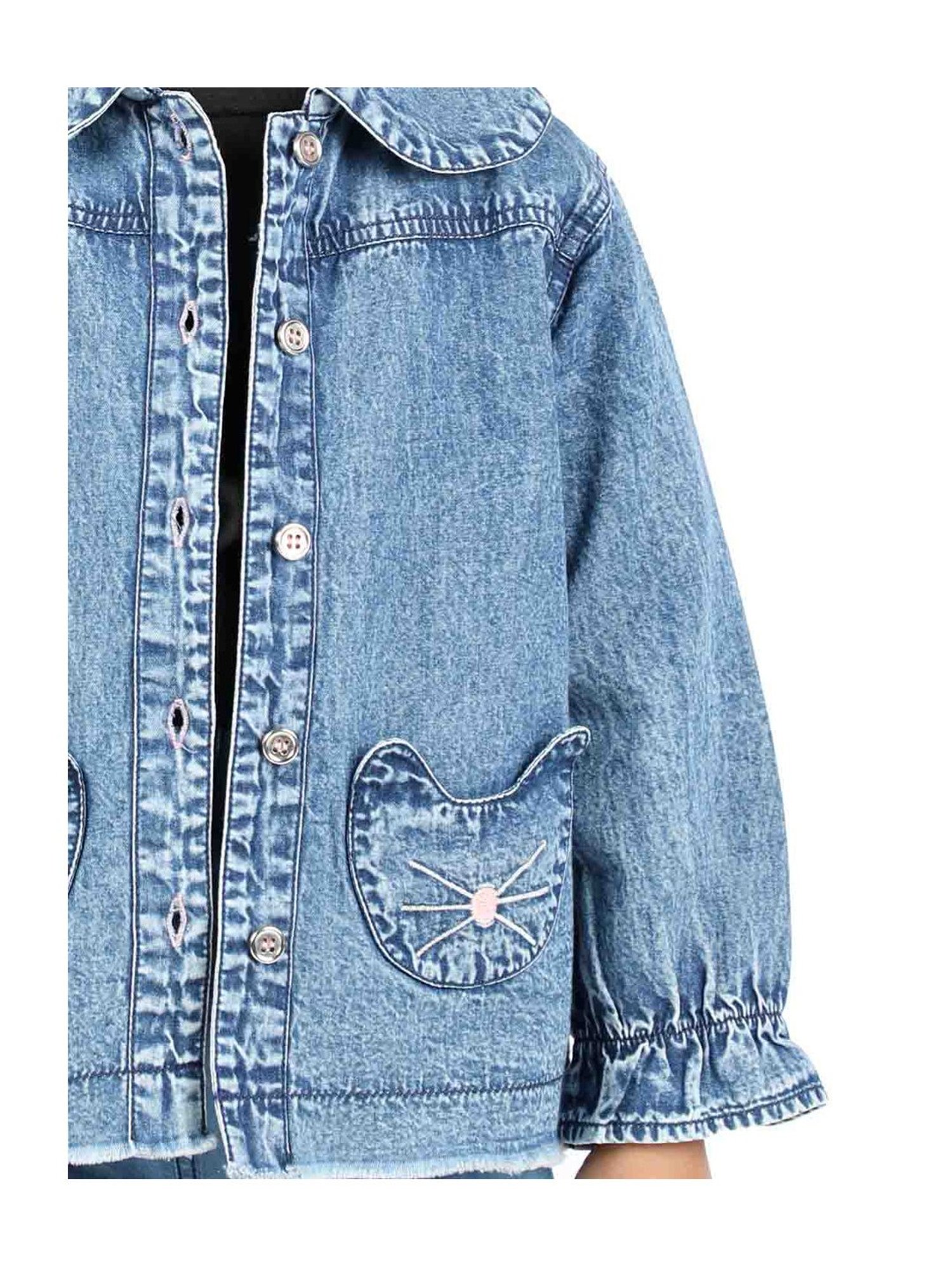 Budding Bees Kids Blue Solid Full Sleeves Denim Jacket