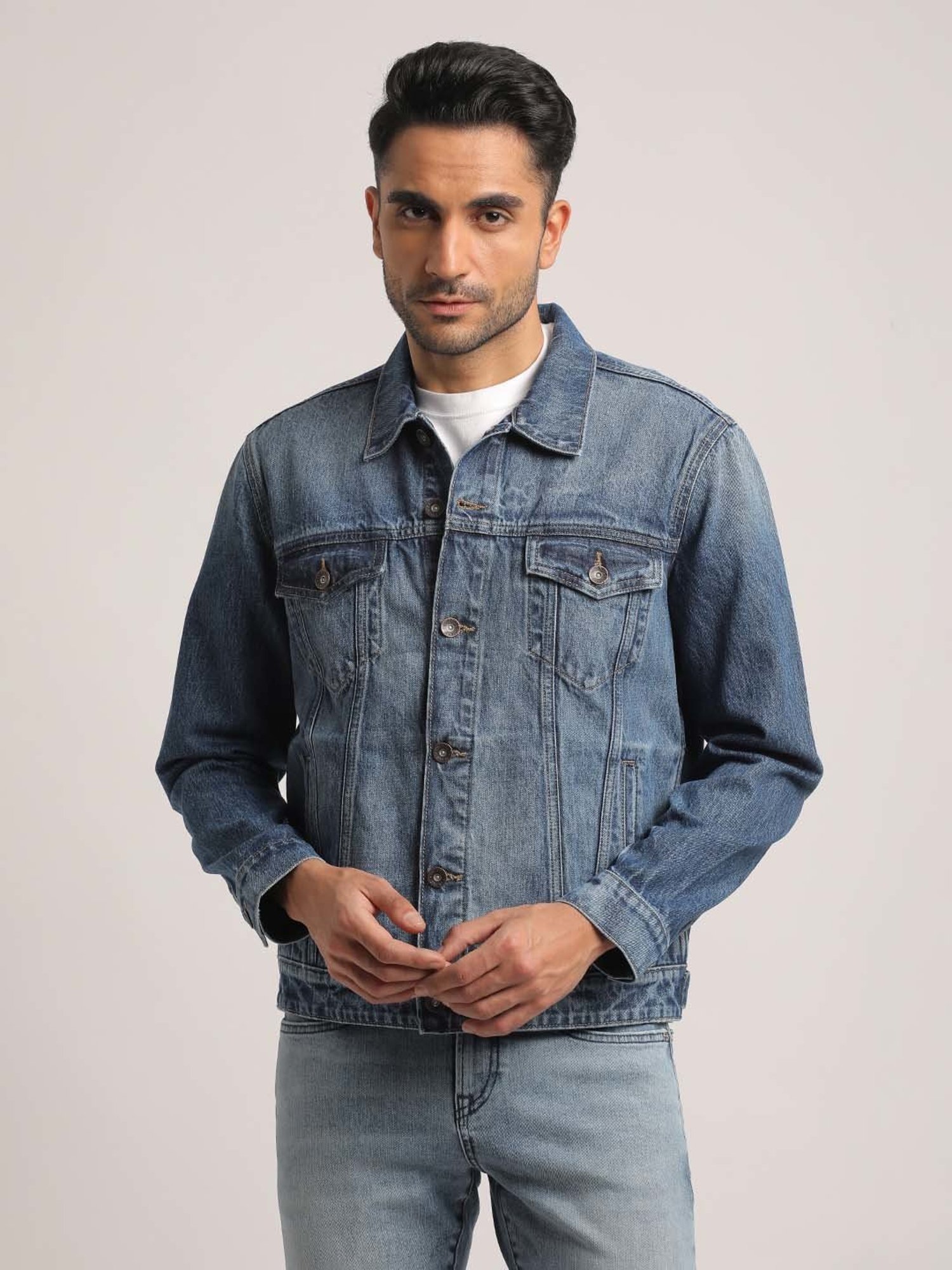 EVERBLUE Blue Regular Fit Denim Jacket