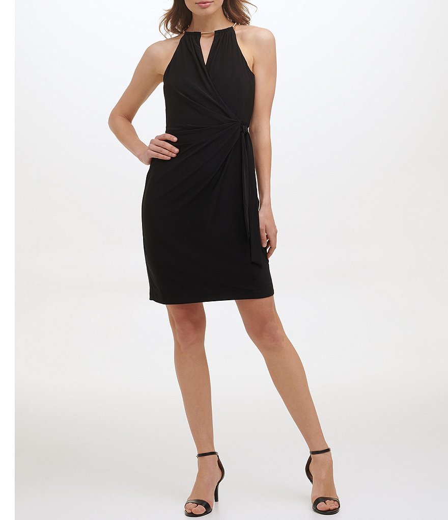 Kensie Gold Hardware Halter Sleeveless Cocktail Dress