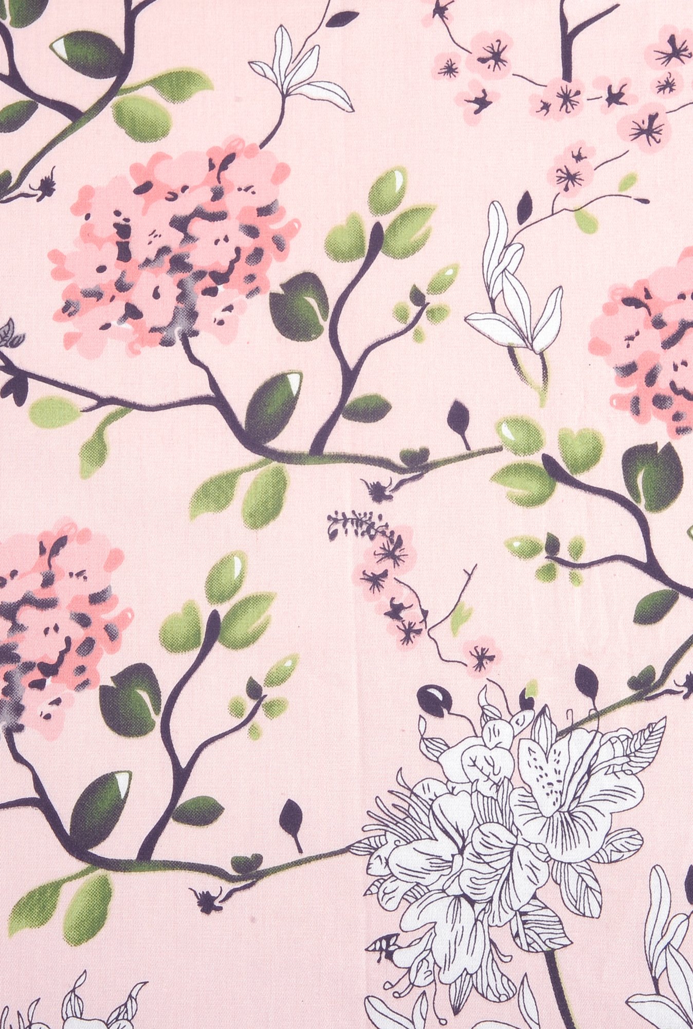 Swayam Pink & Grey Floral Cotton 160 TC Diwan - Set of 6