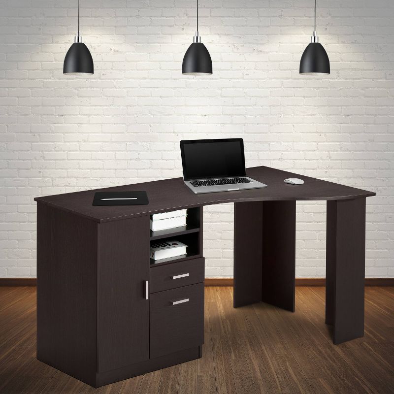 Classic Office Desk with Storage Espresso - Techni Mobili