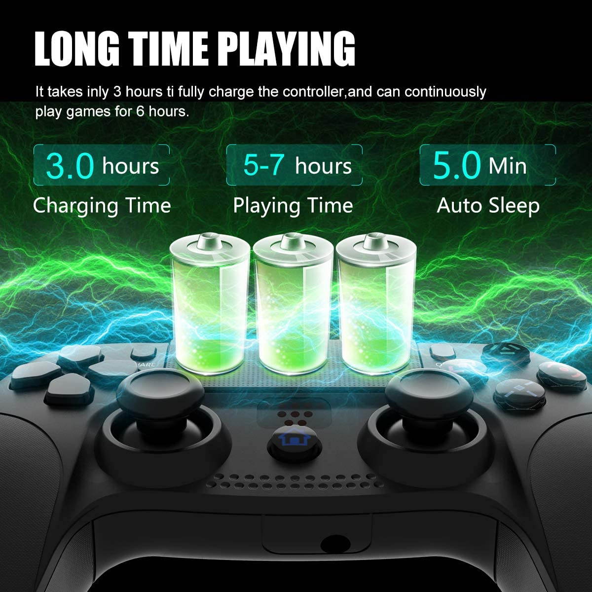 Game Controller for PS4 Wireless Gamepad for PS3/PS4/PS4 Pro/PC and Laptop with Vibration and Audio Function, Mini LED Indicator, High-Sensitive Controller with Ant (Black)