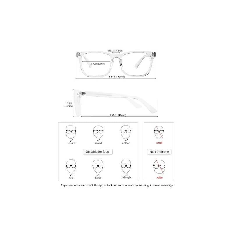 Blue Light Blocking Glasses, Anti Eye Strain Headache (Sleep Better),Computer Glasses UV400 Transparent Lens