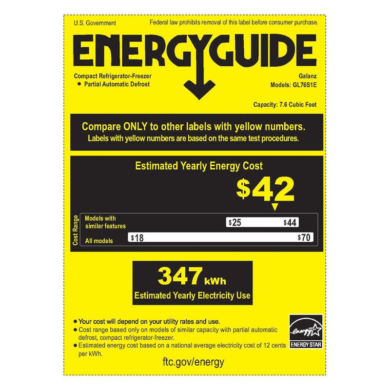 Galanz 7.6 cu ft Compact Refrigerator - Stainless Steel GL76S1E