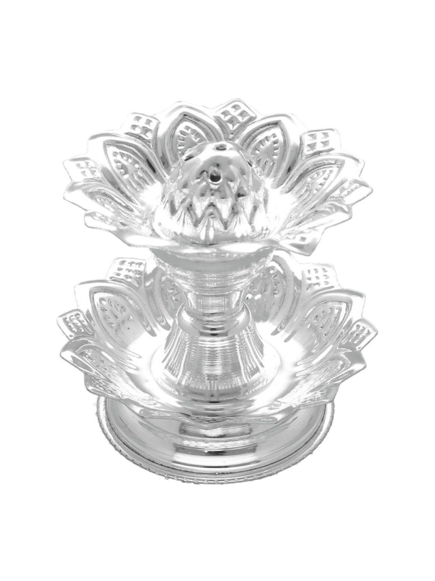 Sri Jagdamba Pearls 0.8 Silver Lotus Design Agarbatti Stand - 11.4 gm