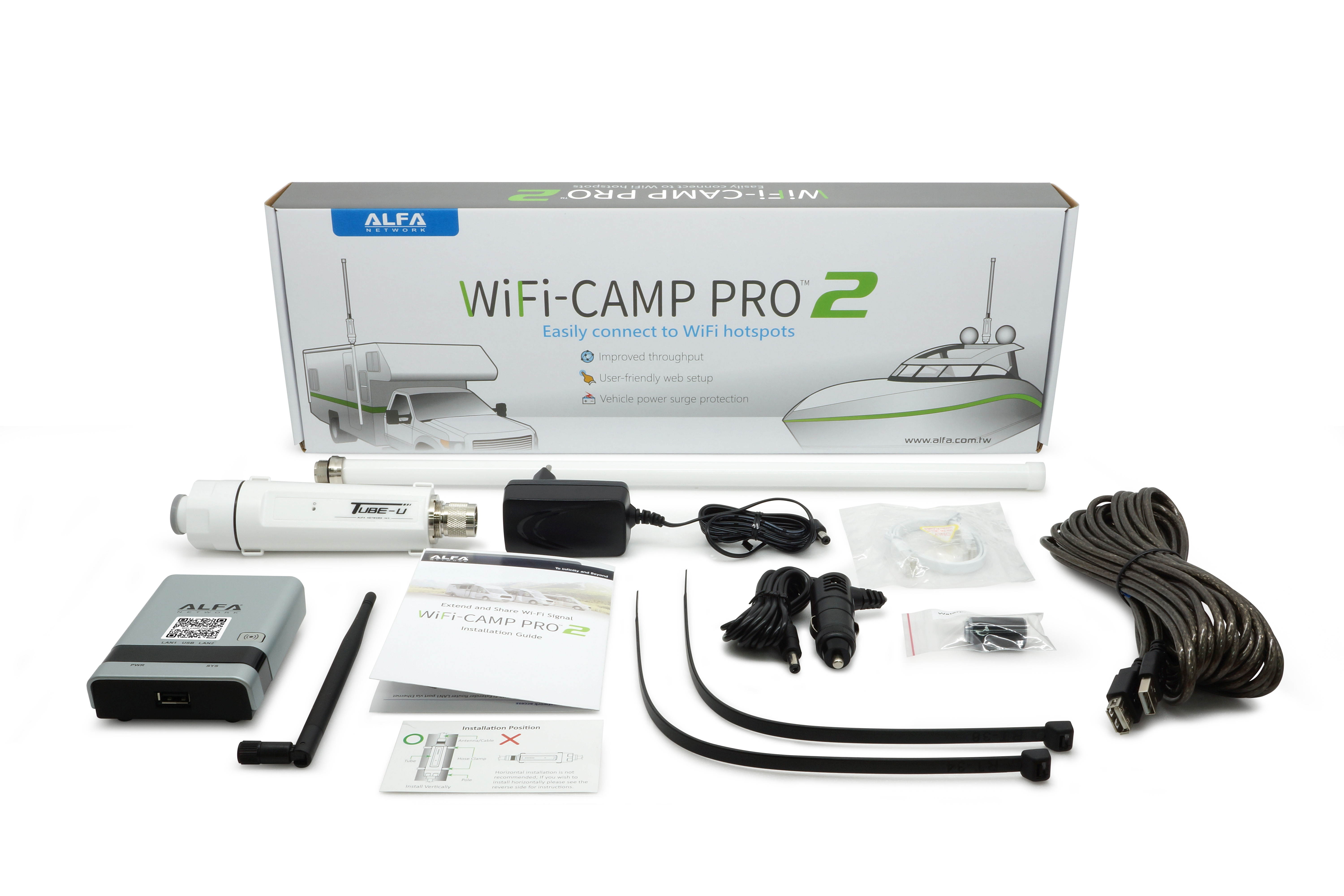 Alfa WiFi Camp Pro 2 long range Wi-Fi repeater kit - R36A/Tube-(U)N/AOA-2409-TF antenna