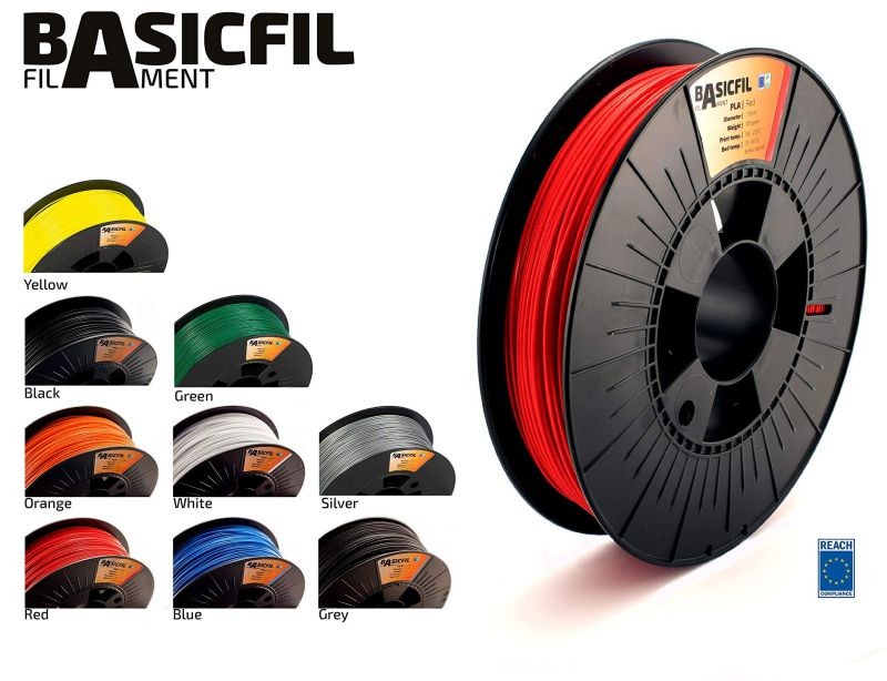 BASICFIL PLA  1.75mm, 500 gr, 3D printing filament , Red