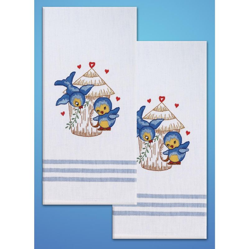 Tobin Stamped For Embroidery Kitchen Towels 20"X28" 2/Pkg-Bird
