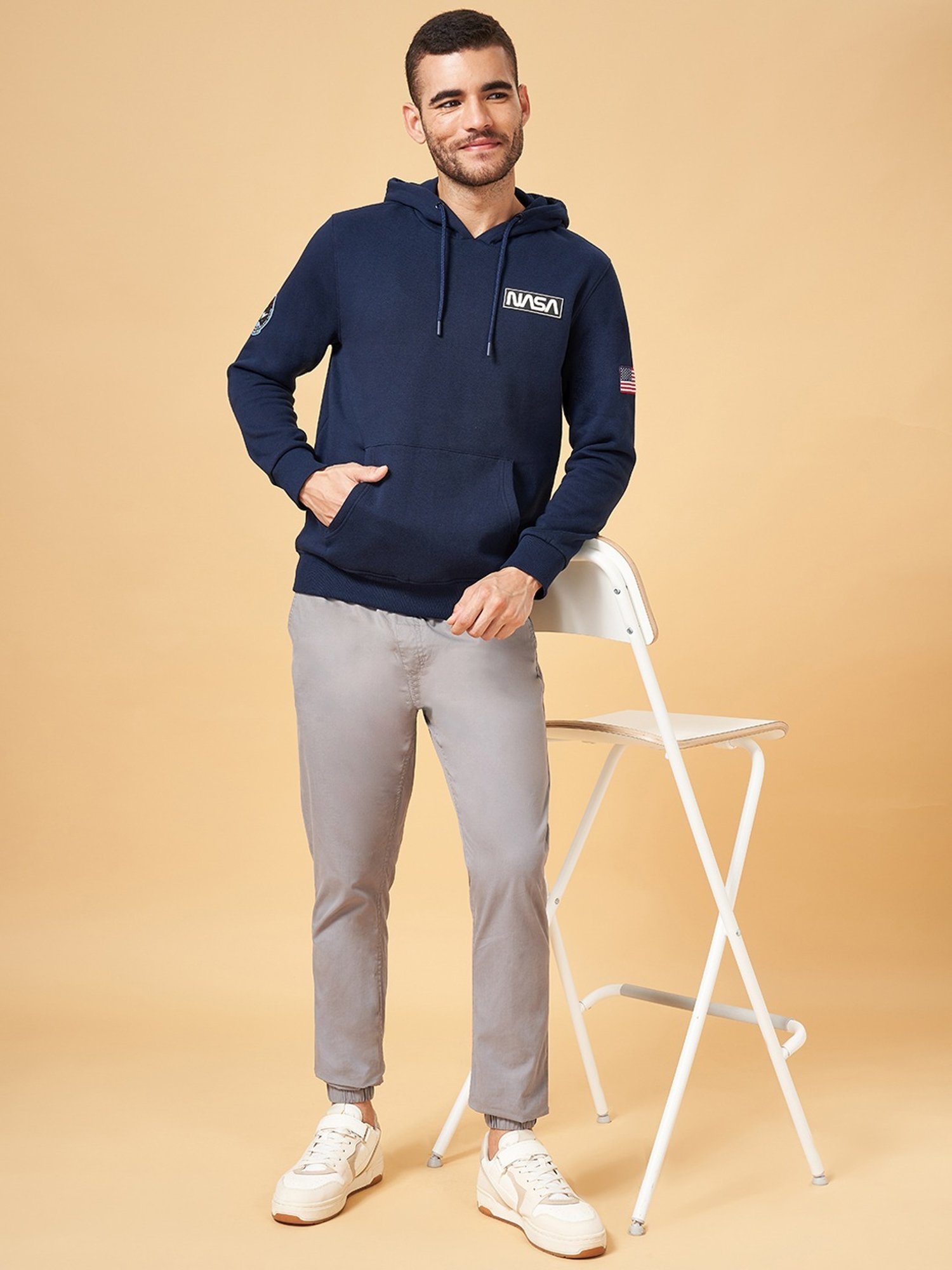 Urban Ranger by Pantaloons Light Grey Cotton Slim Fit Joggers