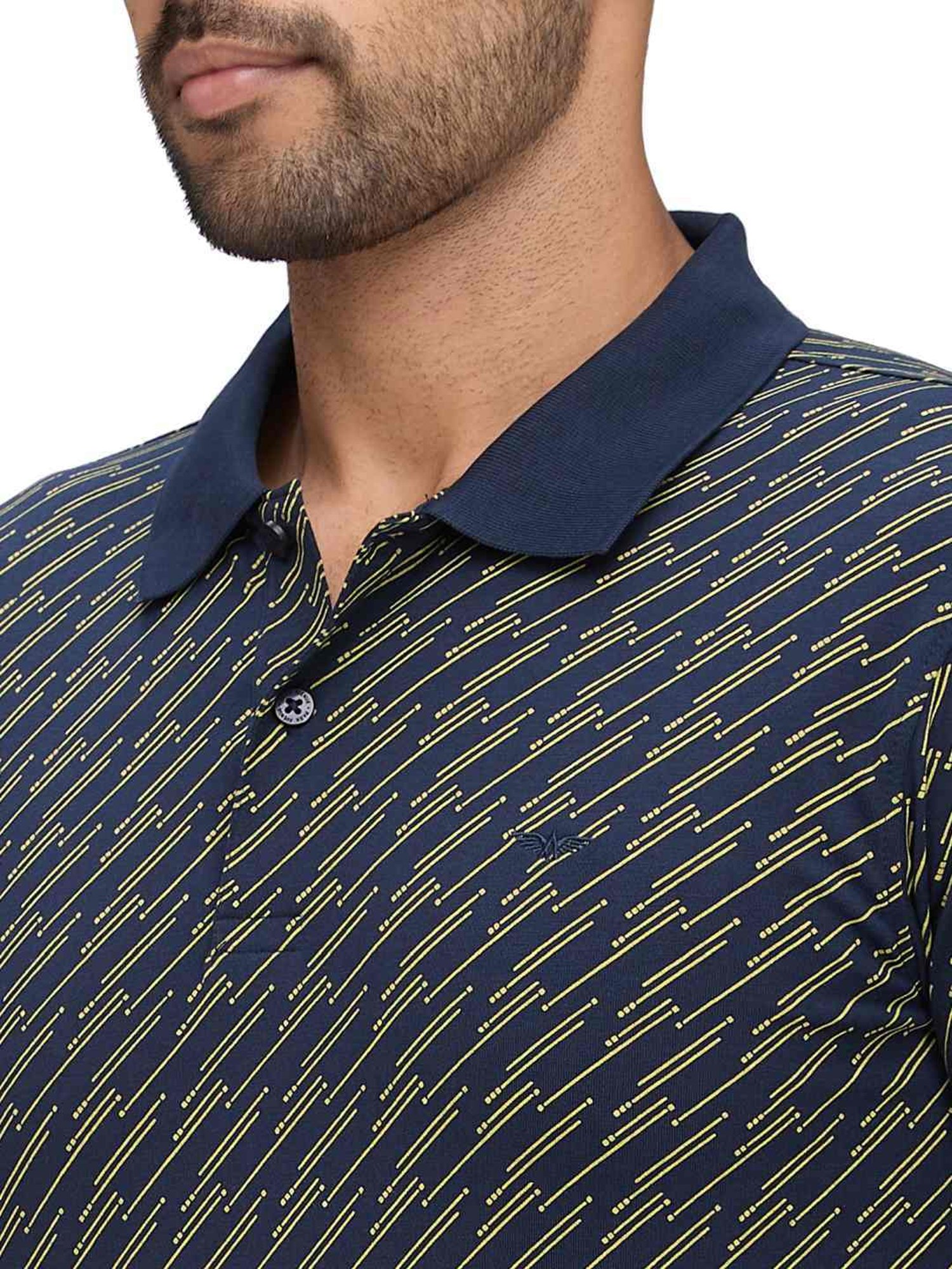 Park Avenue Blue Slim Fit Printed Polo T-Shirt