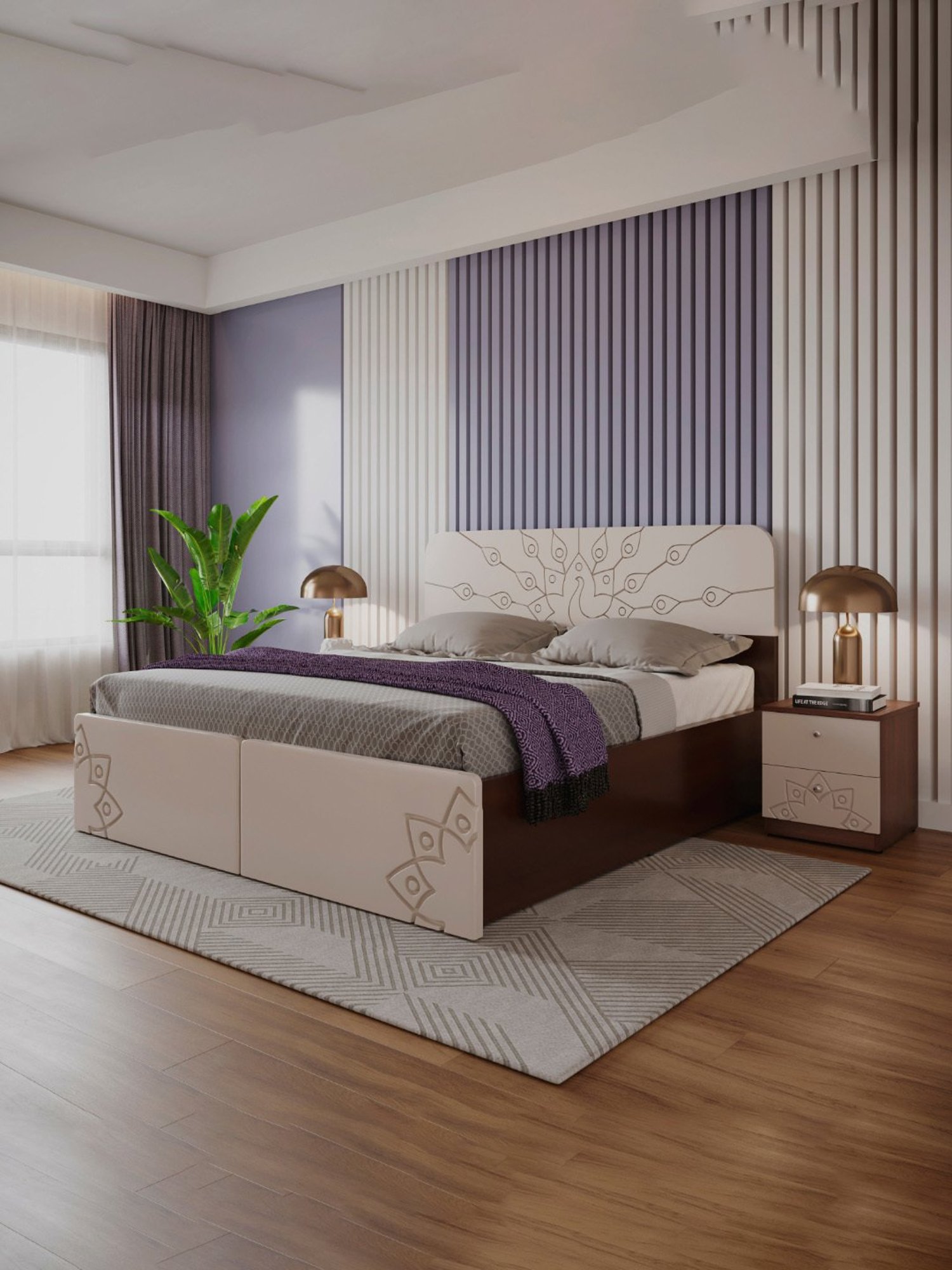 Nilkamal Riva Black Engineered Wood King Size Bed with Storage