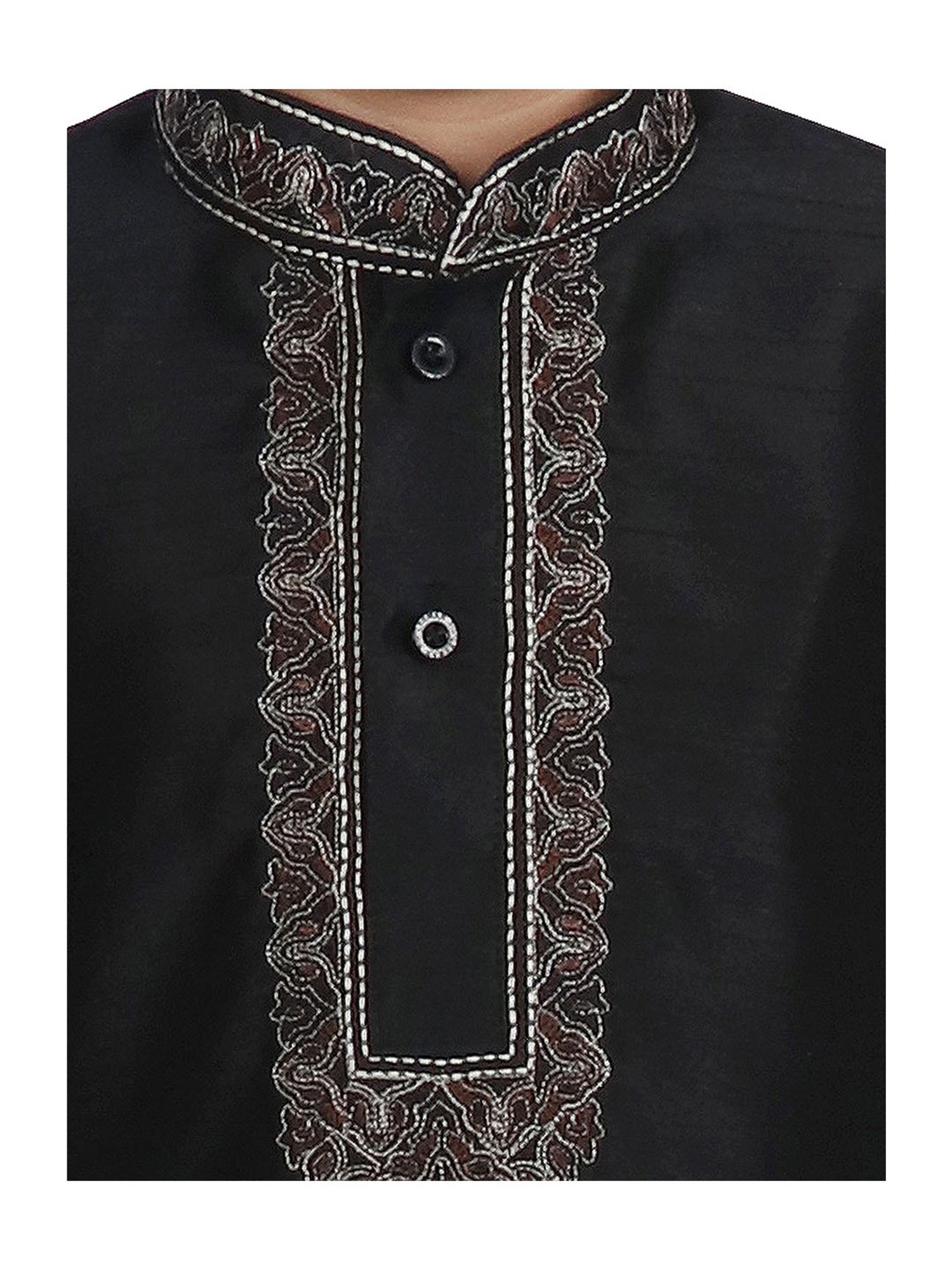 SG Yuvraj Kids Black Embroidered Kurta with Churidars