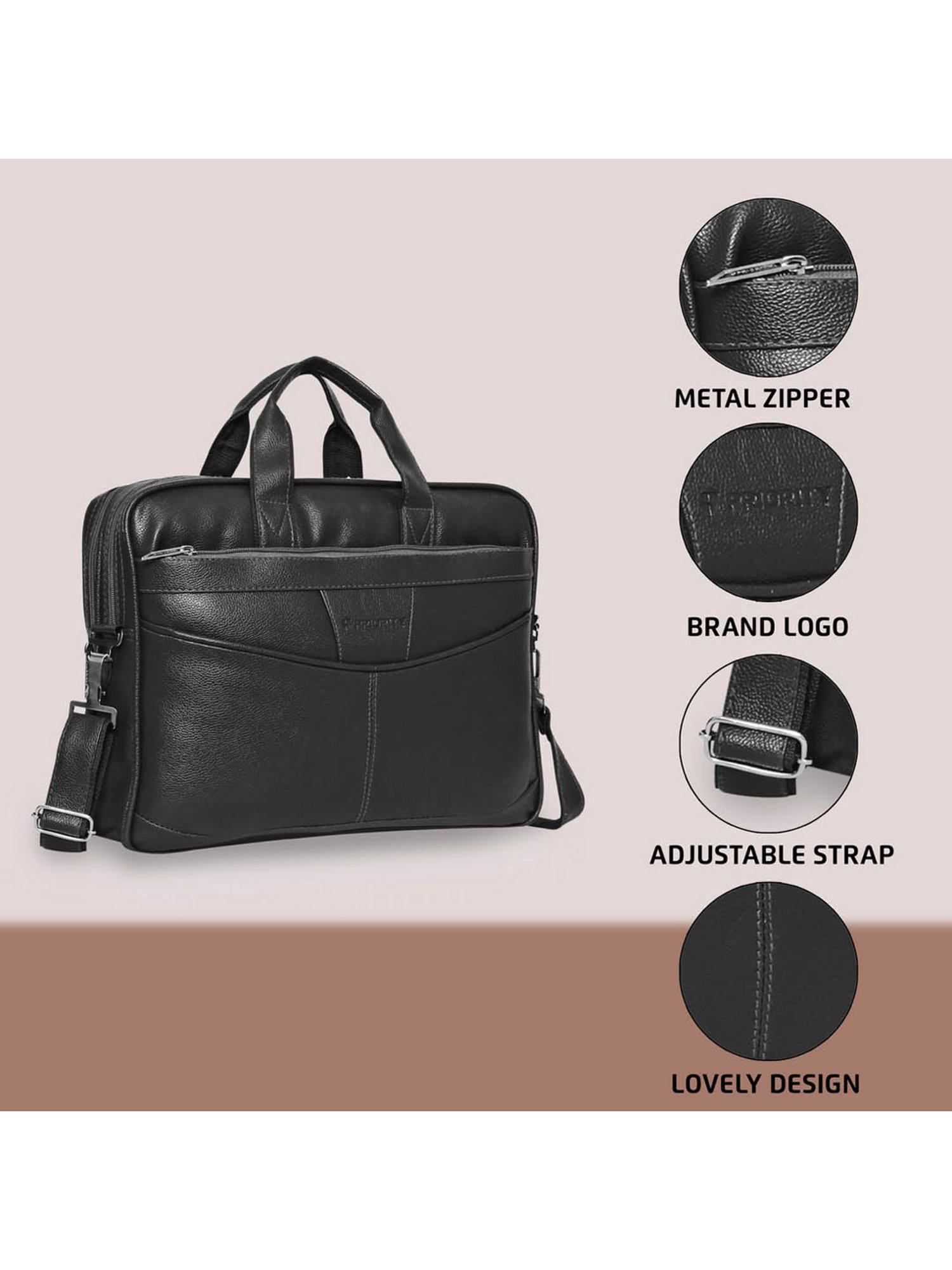 Priority Black Synthetic Large Messenger Bag