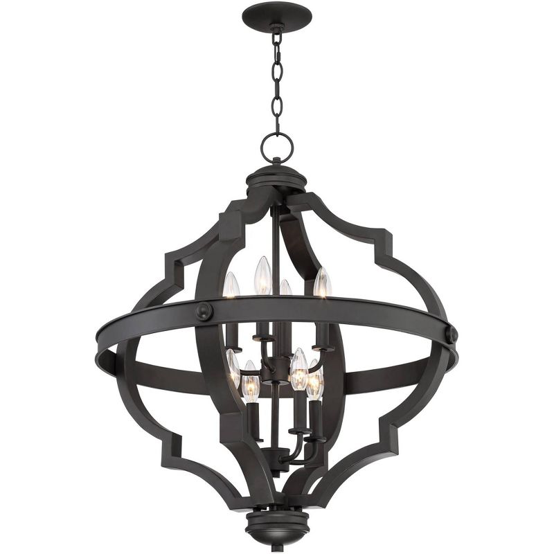Regency Hill Bronze Ornate Cage Pendant Chandelier 25 1/4" Wide 8-Light Fixture for Dining Room House Foyer Kitchen Entryway