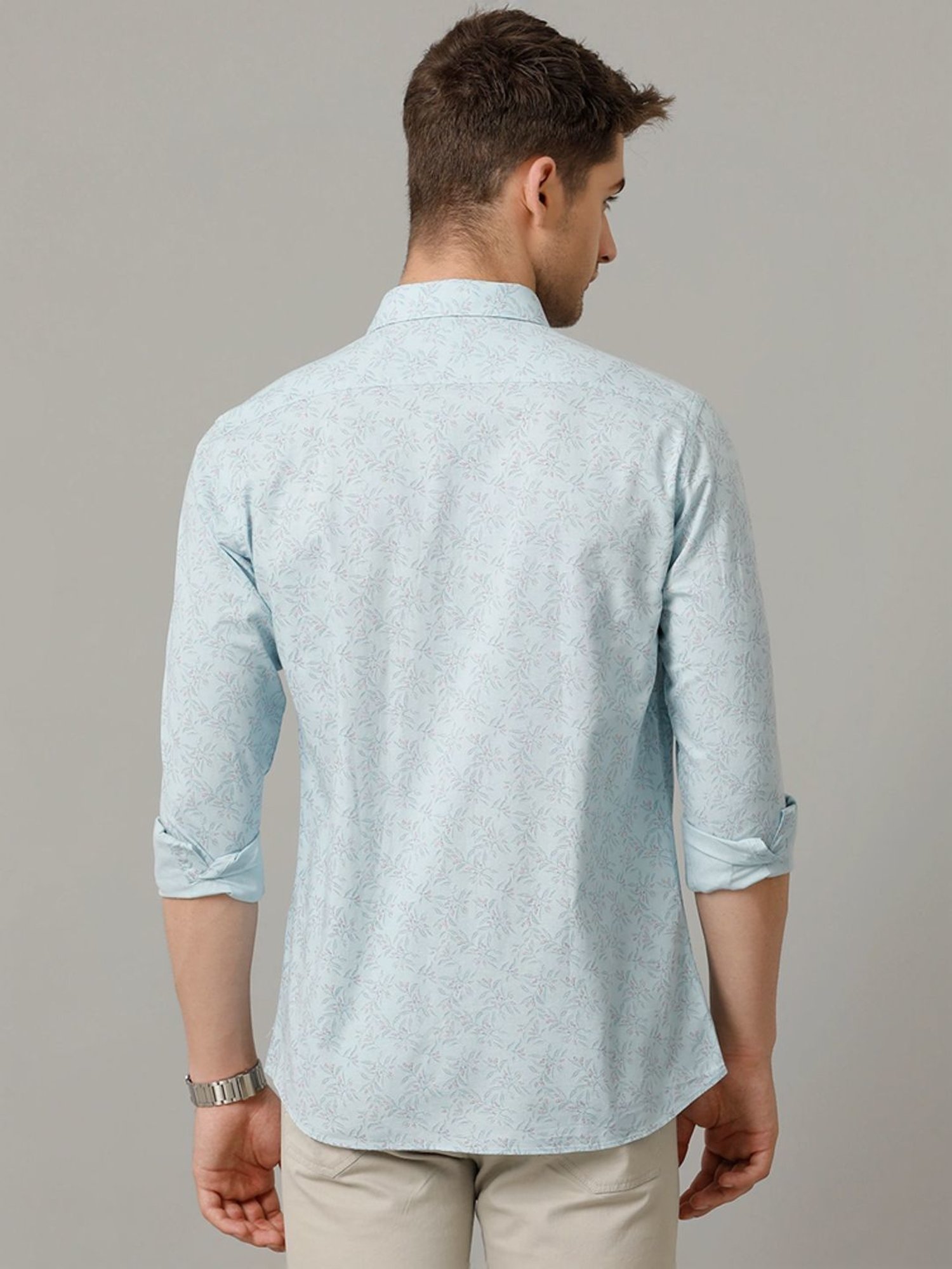 Cavallo By Linen Club Blue Linen Contemporary Fit Printed Shirt