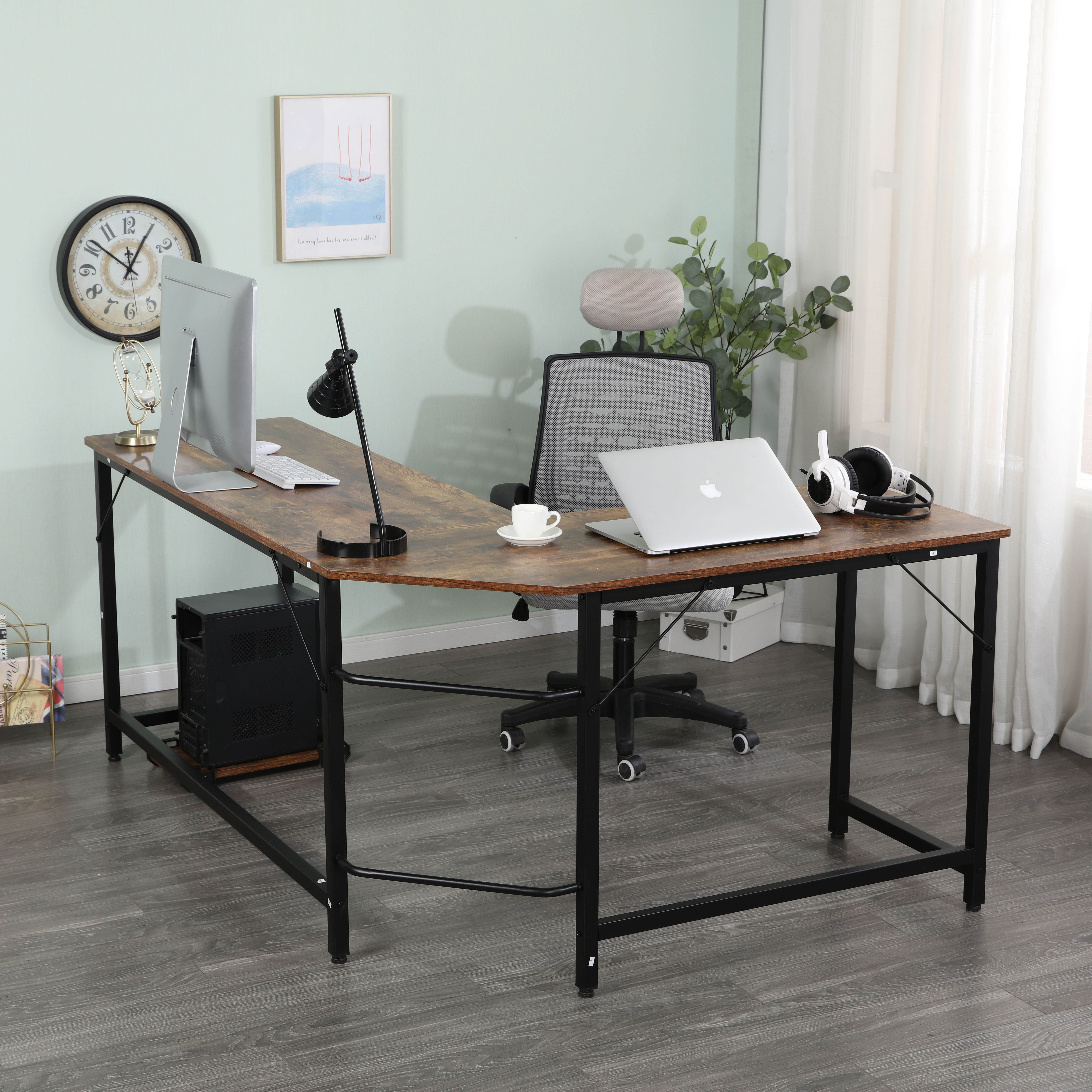 L-Shaped Desk Corner Computer Desk PC Laptop Desk Study Desk With CPU Storage Modern Desk With Large Workstation Weight Up To 450lbs Gaming Desk Home Office Desk