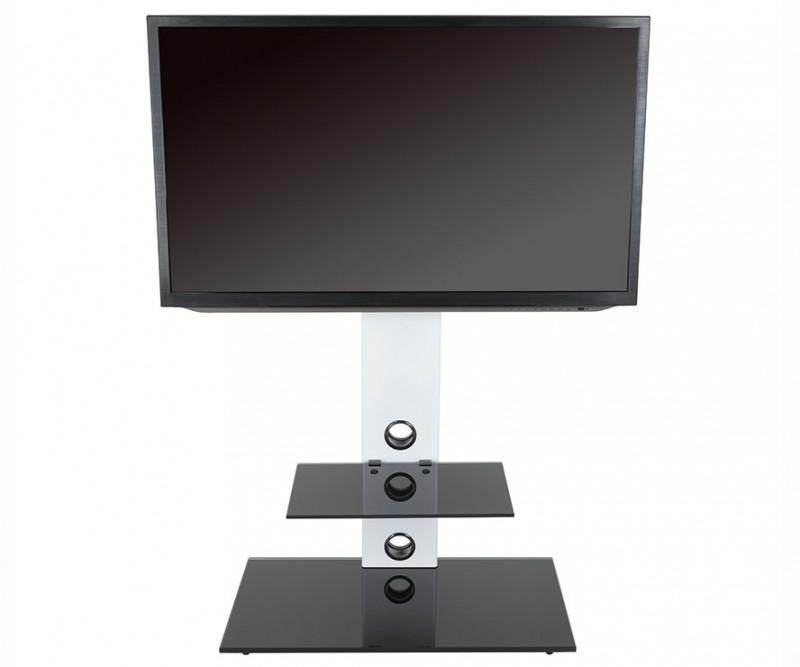 AVF FSL700LESW-A Lesina TV Floor Stand With TV Mounting Column For 32-Inch To 65-Inch TVs, Satin White With Black Shelf