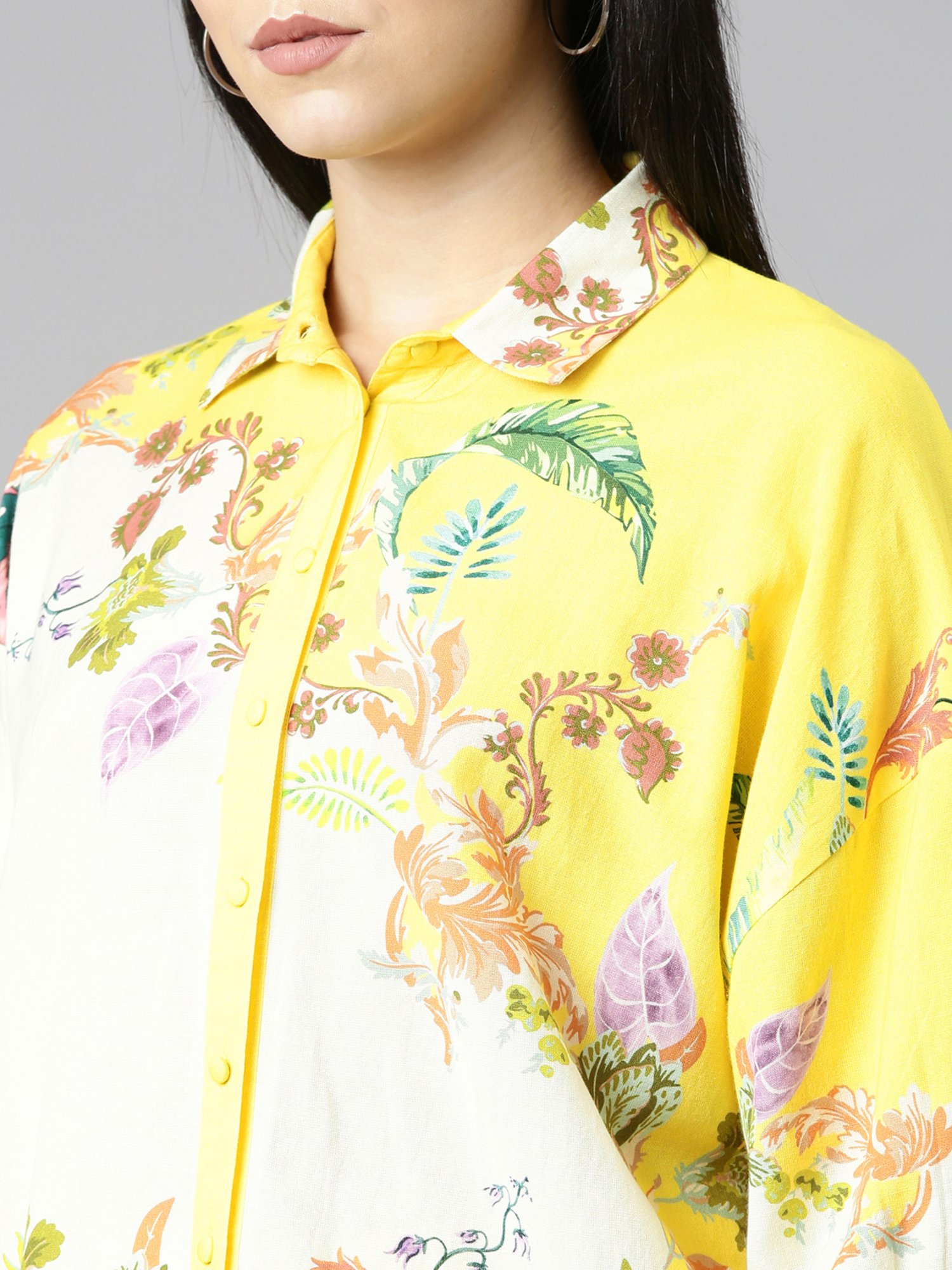 Zolo Label Yellow Floral Print Shirt Pant Set