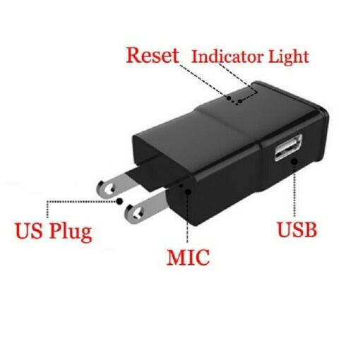 HD 1080P WIFI Security Mini Spy Hidden Camera Wall Charger IP Camera Plug APP Control US Plug