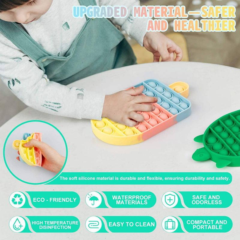 DALOJOE Push Pop Pop Bubble Fidget Sensory Toy, Pop Fidget Toys, 4 Pack Silicone Squeeze Sensory Toys, Stress Relief Toy, Autism Special Needs Anxiety Relief, Educational Toy, for Kids, Adults, Gifts
