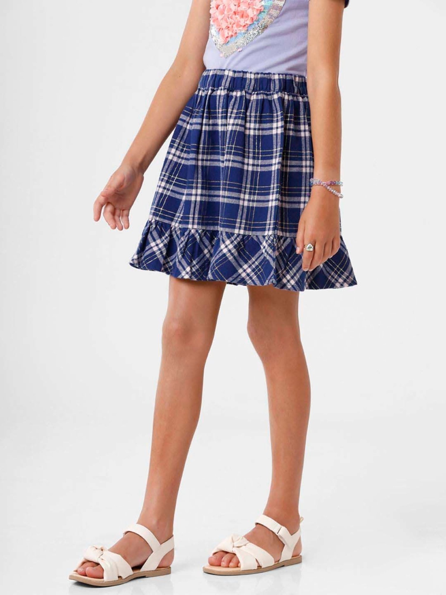Kate & Oscar Kids Blue & White Chequered Skirt