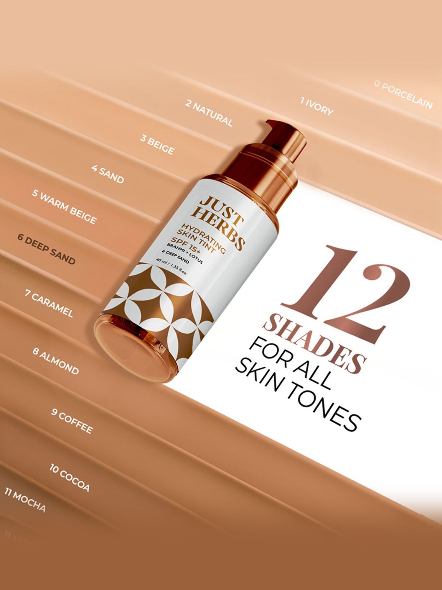 JUST HERBS Hydrating Skin Tint SPF 15+ 6 Deep Sand - 40 ml
