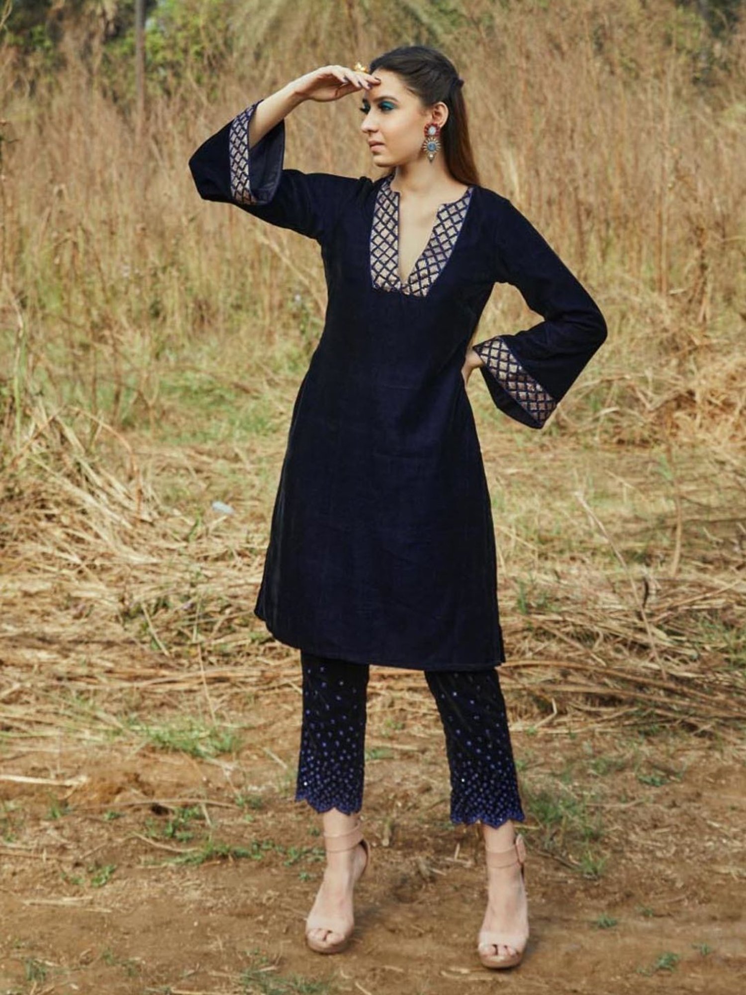 Monk and Mei Blue Queeen Of Wands Anne Kurta and Dhoti Pants