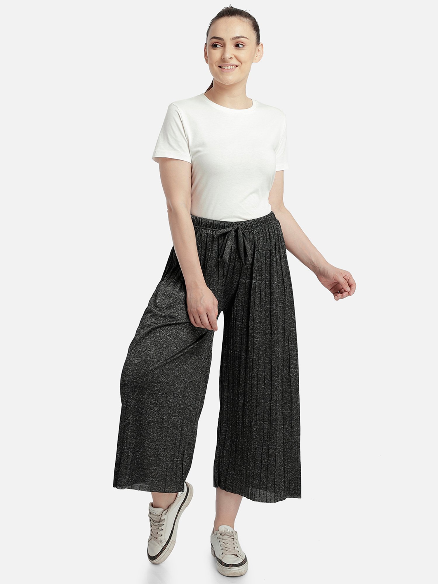 Aditi Wasan Charcoal Relaxed Fit Pleated Culottes