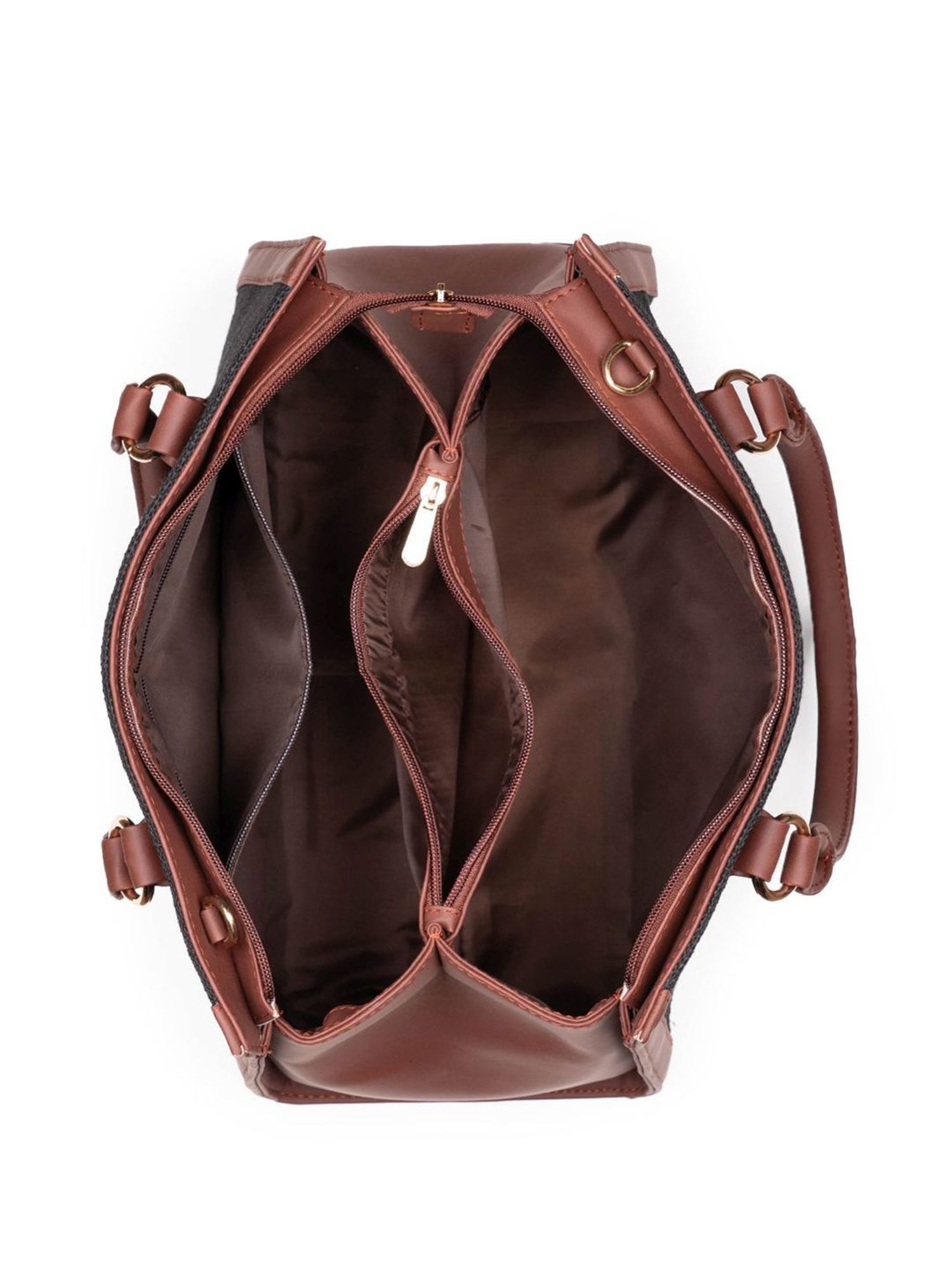 ZOUK Bidri Kaiser Classic Black & White Printed Medium Handbag