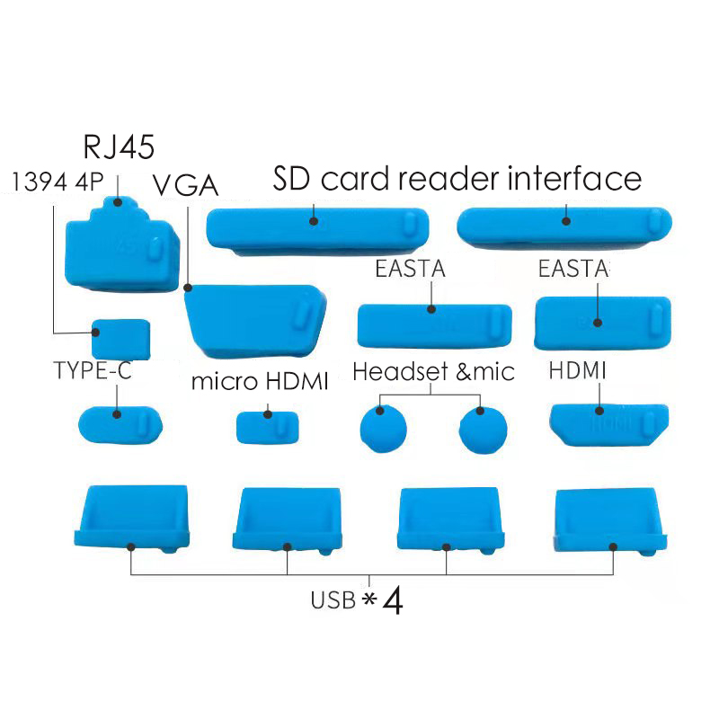 16pcs/set Colorful Silicone Anti Dust Plug Cover Stopper Dust Plug Laptop Dustproof USB Port HDMI RJ45 Interface Cover Computer Accessories