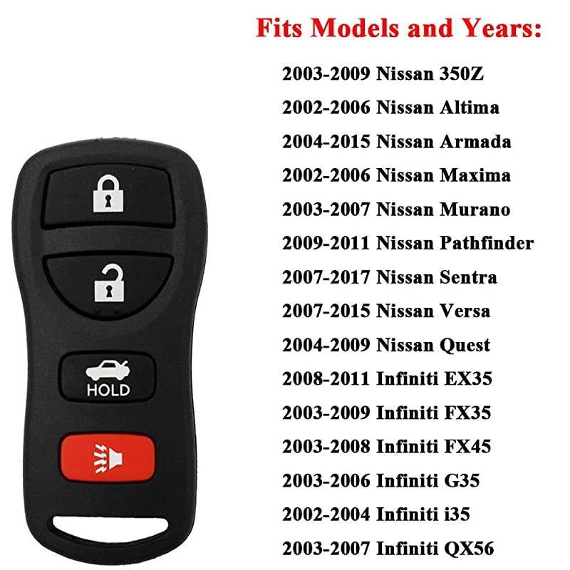 2 key fob Replacement FCC ID: KBRASTU15 CWTWB1U758 CWTWB1U821 for Nissan Infiniti keyless entry remote