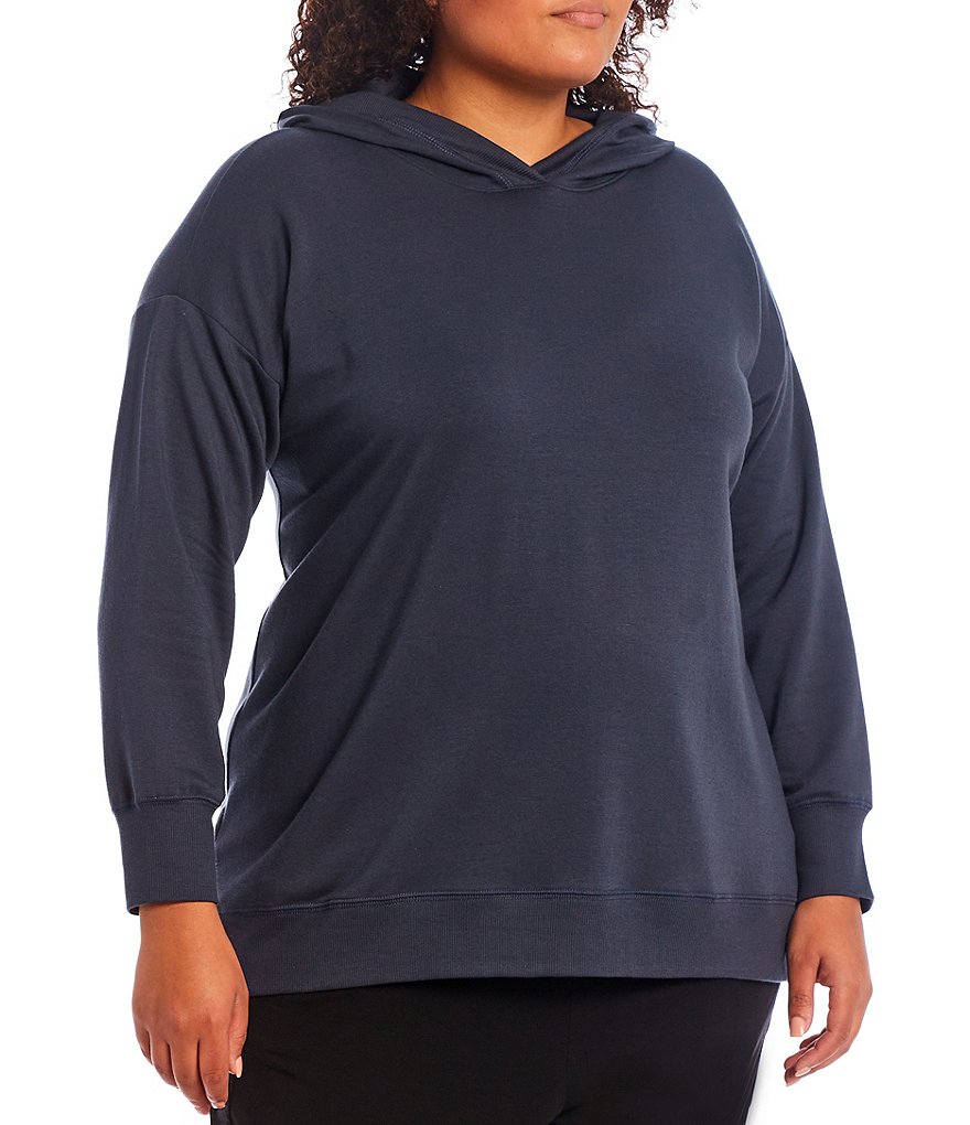 Democracy Plus Size Floral Print 3/4 Puff Sleeve V-Neck Knit Top