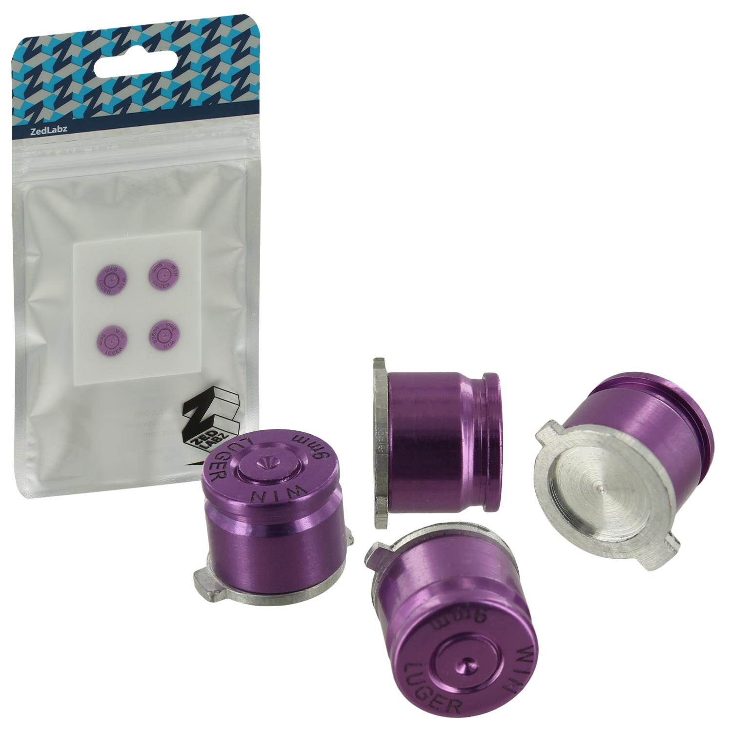 ZedLabz aluminum metal action bullet button set for Sony PS4 controllers - purple