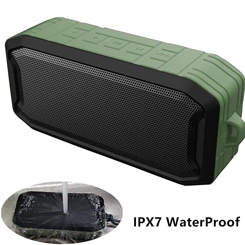 Bluetooth Speaker Trenbadercom Portable Speaker Outdoor with IPX7 Silicone ShockDustproof for Travel Camping Hiking Wireless Bass Stereo Bluetooth 50 8H Playtime Mic Green