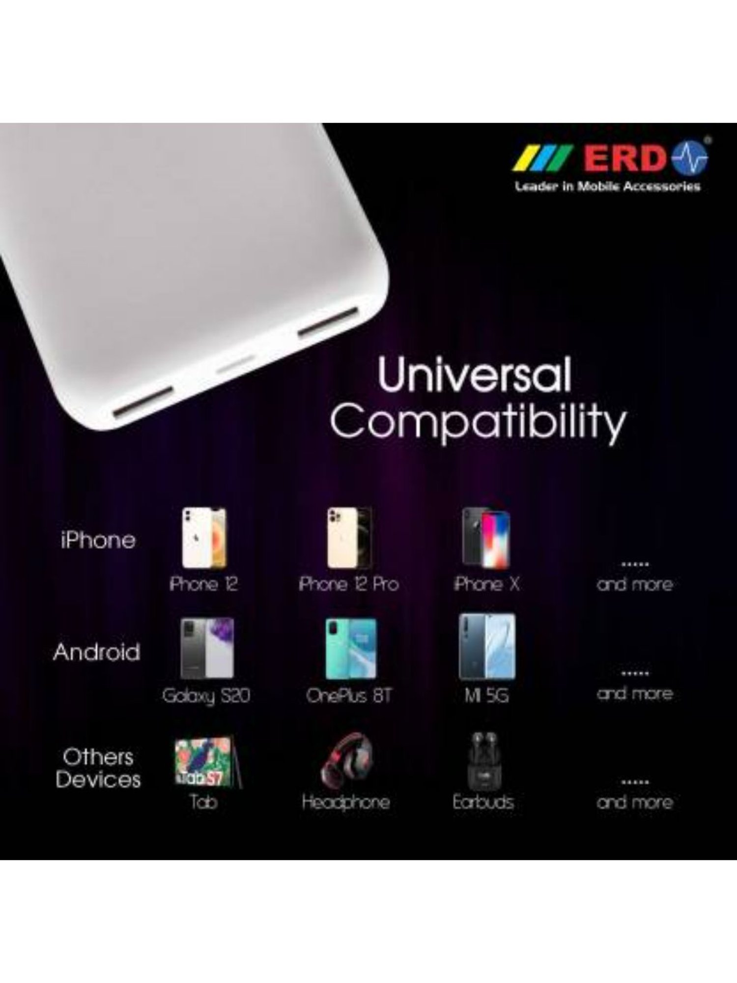 ERD 10000 mAh Power Bank (Fast Charging) - (White)