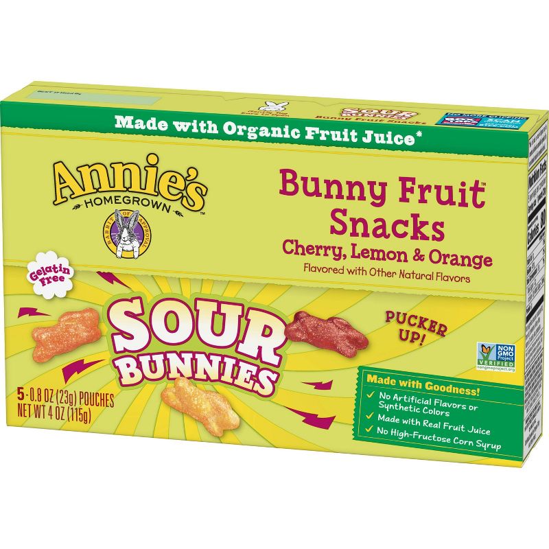 Annie's Sour Bunnies Fruit Snacks - 5ct