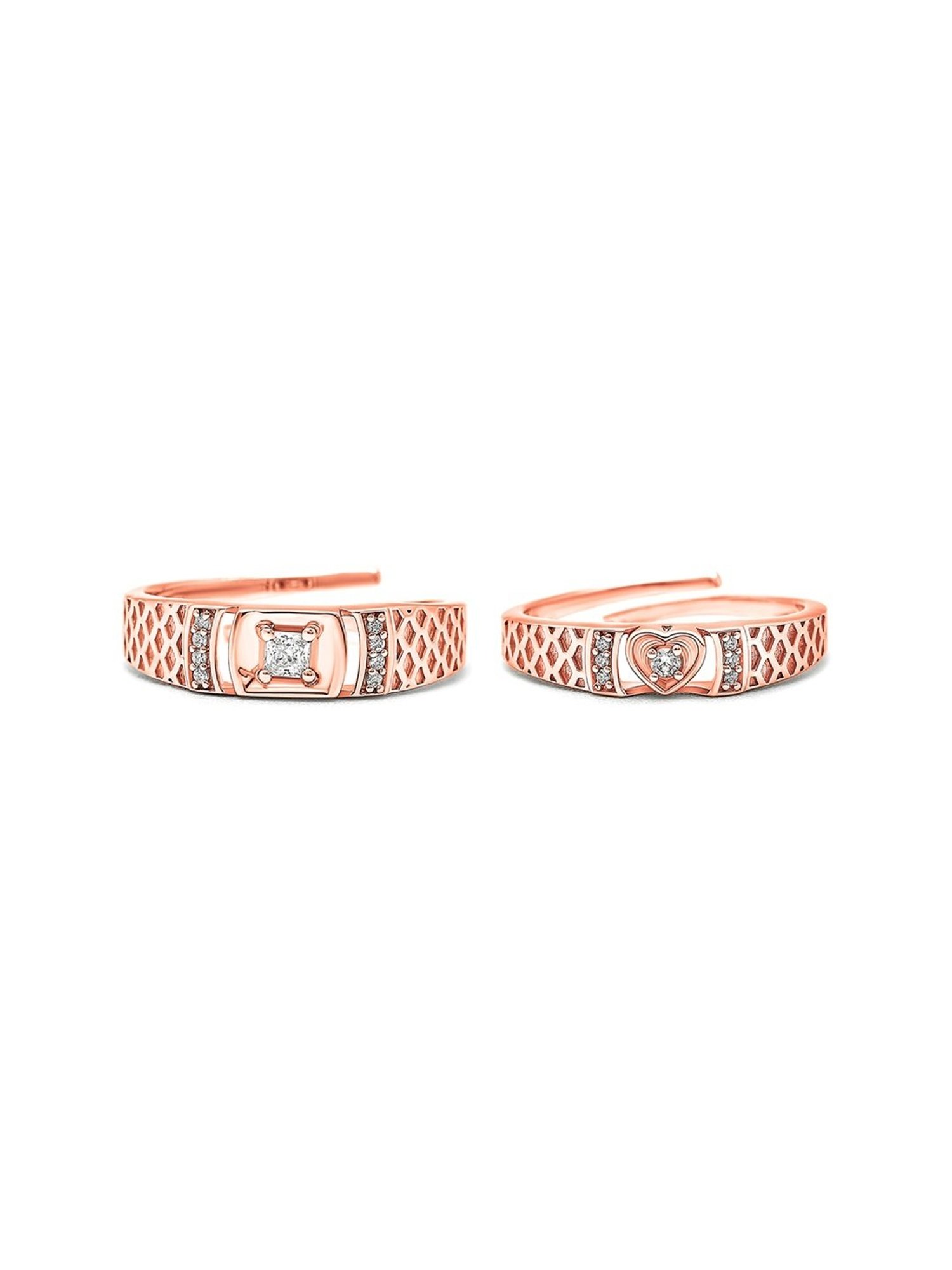Silberry 92.5 Sterling Silver Rose Gold Embrace Couple Rings