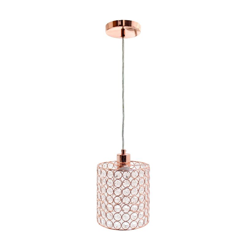 7.25" Elipse Crystal Cylinder Pendant Ceiling Light Rose Gold - Elegant Designs